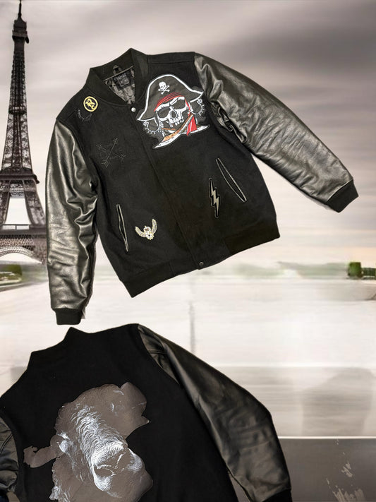 CR LEATHER BOMBER VARSITY PATCHWORK