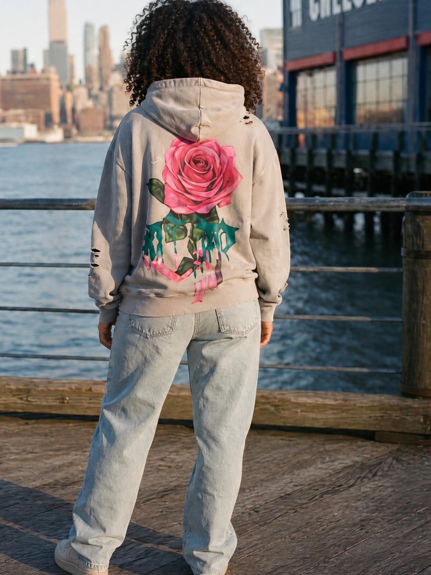 Crimson Bloom Zip Hoodie